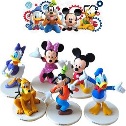 Disney 6pcs/set Mickey Mouse Action Figures Minnie Donald Duck PVC Cake Ornaments Collection Decoration Children Toys Gifts C260720