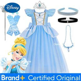 Disney Girls Blue Butterfly Cinderella Princess Dress Costume Kids Cosplay Birthday Party Halloween Fancy Ball Gown Dresses 13Y H260209