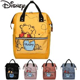 Disney 2025 New Disney Winnie The Pooh Diaper Bag Backpack Cartoon Cute Mother and Baby Bag Large Capacity Lightweight Travel Mommy BagXJ250412